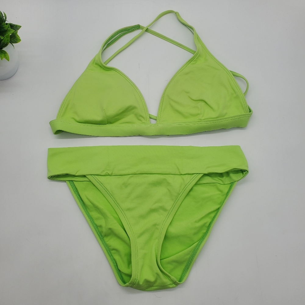 ♡♡ Rampage Swim Lime Green Triangle Top Bikini Size Large